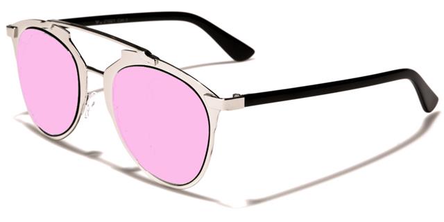 Unisex Steampunk Flat Lens Mirror Round Sunglasses Silver Black Pink Mirror Lens VG vg21021h