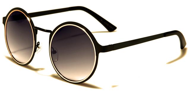 VG Designer Steampunk Mirror Round Sunglasses Unisex Black Gold Smoke Gradient Lens VG vg21032a