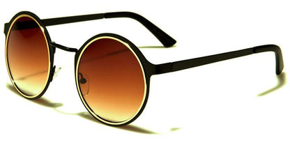 VG Designer Steampunk Mirror Round Sunglasses Unisex Black Gold Brown Gradient Lens VG vg21032b