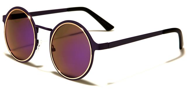 VG Designer Steampunk Mirror Round Sunglasses Unisex Purple Gold Purple Mirror Lens VG vg21032f
