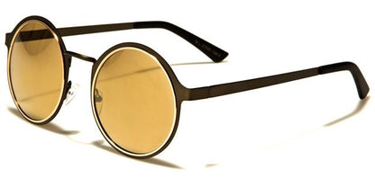 VG Designer Steampunk Mirror Round Sunglasses Unisex Brown Gold Gold Mirror Lens VG vg21032g