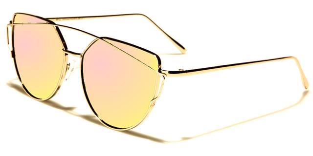 VG Large Flat Lens Mirror Sunglasses for women Gold Yellow & Pink Mirror Lens VG vg21034g