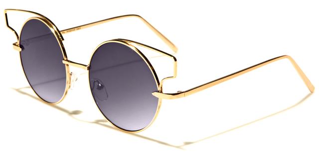 VG Metal Round Cat Eye Steampunk Sunglasses for women Gold Smoke Gradient Lens VG vg21037b