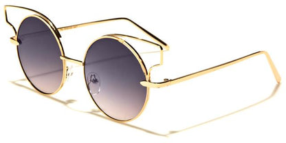 VG Metal Round Cat Eye Steampunk Sunglasses for women Gold Brown Smoke Gradient Lens VG vg21037c