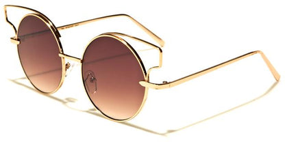 VG Metal Round Cat Eye Steampunk Sunglasses for women Gold Brown Lens VG vg21037d