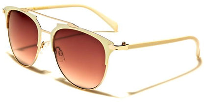 Designer Beautiful Big Flat Cat Eye Sunglasses for women Cream Gold Brown Gradient Lens VG vg21038e