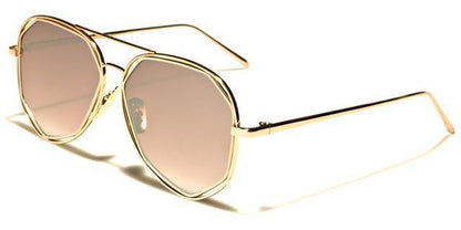 VG Women's Geometrical Pilot mirrored Sunglasses VG vg21052c Gold Beige Gold Mirror Lens