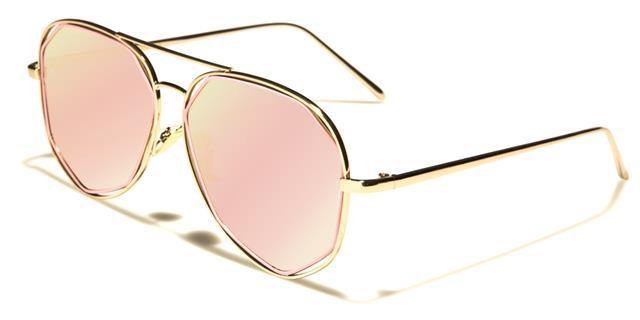 VG Women's Geometrical Pilot mirrored Sunglasses Gold pink Pink Mirror Lens VG vg21052f