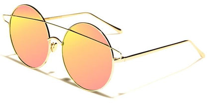 VG Steampunk Retro Vintage Round Sunglasses for women Gold Pink & Yellow Mirror Lens VG vg21078d