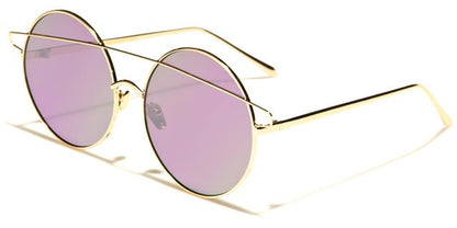 VG Steampunk Retro Vintage Round Sunglasses for women Gold Purple Mirror Lens VG vg21078g