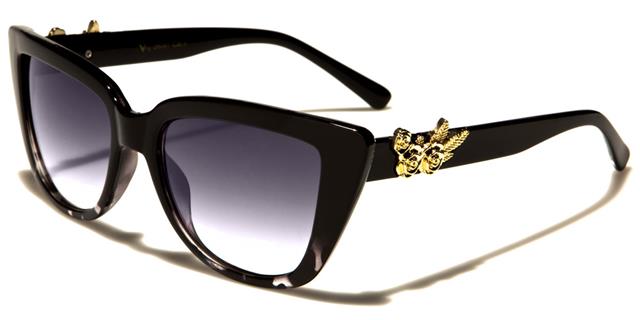 VG Flower accented Cat Eye Sunglasses Ladies VG vg29041c Black & Tortoise Grey Gold Smoke Gradient Lens