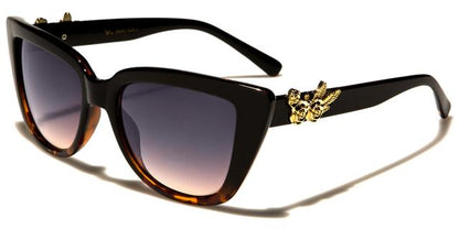 VG Flower accented Cat Eye Sunglasses Ladies VG vg29041d Black & Tortoise Brown Gold Smoke Pink Gradient Le