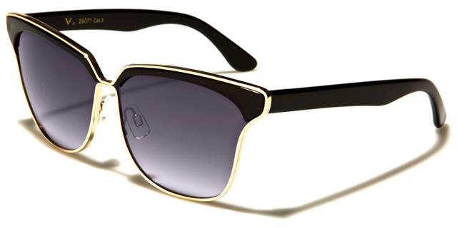VG Designer Inspired Cat Eye Big Half Rim Sunglasses for women Black Gold Smoke Gradient Lens VG vg29071gca
