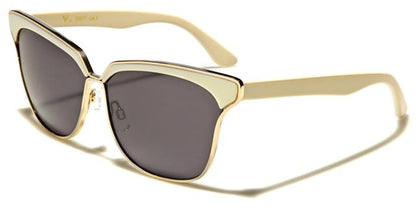 VG Designer Inspired Cat Eye Big Half Rim Sunglasses for women Cream Gold Brown Gradient Lens VG vg29071gcb