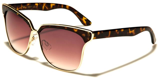 VG Designer Inspired Cat Eye Big Half Rim Sunglasses for women Brown Gold Brown Gradient Lens VG vg29071gcc
