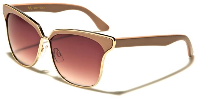 VG Designer Inspired Cat Eye Big Half Rim Sunglasses for women Beige Gold Smoke Gradiet Lens VG vg29071gcd