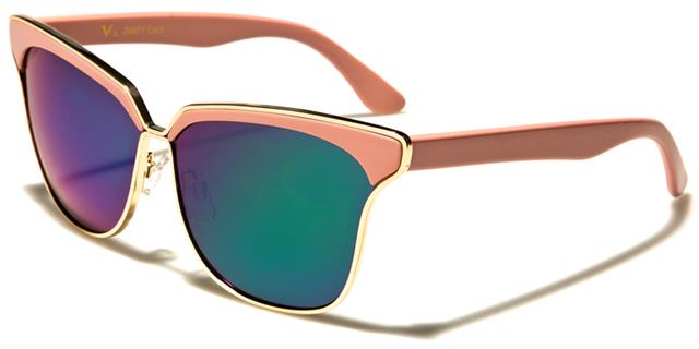 VG Designer Inspired Cat Eye Big Half Rim Sunglasses for women Pink Gold Green & Blue Mirror Lens VG vg29071gce