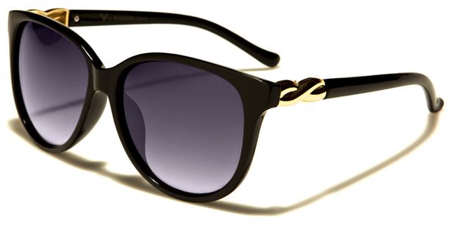 Womens Beige Cat Eye Sunglasses with twisted metal accented temple Black Gold Smoke Gradient Lens VG vg29126a