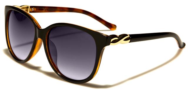 Womens Beige Cat Eye Sunglasses with twisted metal accented temple Black & Light Brown Gold Smoke Gradient Lens VG vg29126b