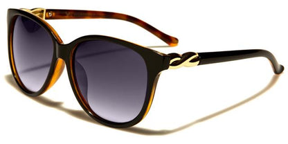 Womens Beige Cat Eye Sunglasses with twisted metal accented temple VG vg29126b Black & Light Brown Gold Smoke Gradient Lens