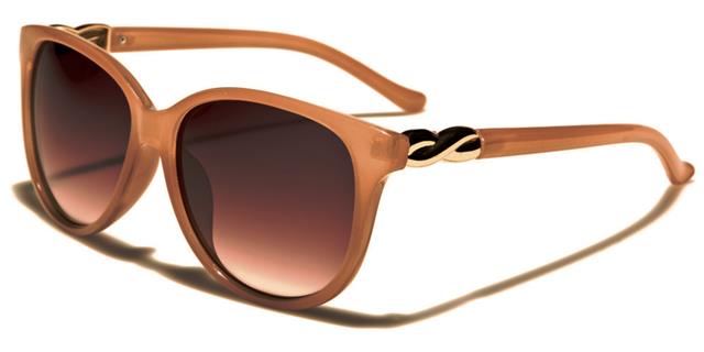 Womens Beige Cat Eye Sunglasses with twisted metal accented temple Beige Gold Brown Gradient Lens VG vg29126e