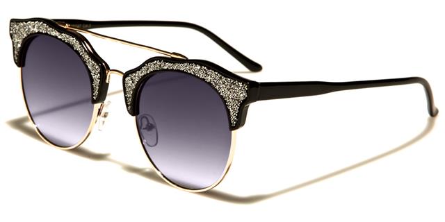 VG Glitter Cat Eye Mirror Sunglasses for women Black Silver Sparkles Smoke Gradient Lens VG vg29147c