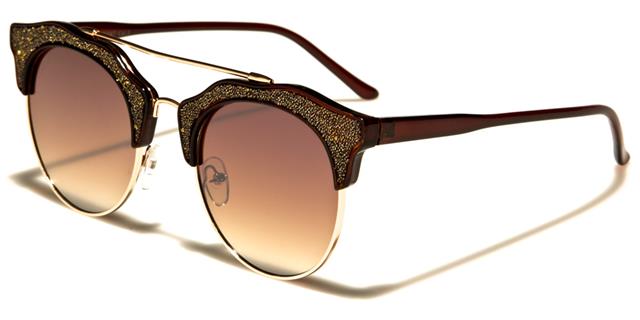 VG Glitter Cat Eye Mirror Sunglasses for women Brown Gold Sparkles Brown Gradient Lens VG vg29147d