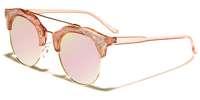 VG Glitter Cat Eye Mirror Sunglasses for women Pink Silver Sparkles Pink Mirror Lens VG vg29147e