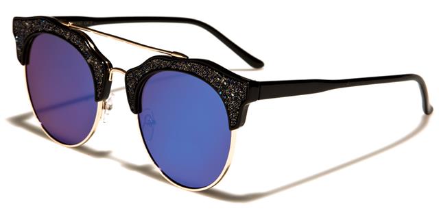 VG Glitter Cat Eye Mirror Sunglasses for women Black Blue Black & Gold Sparkles Blue Mirror Lens VG vg29147f