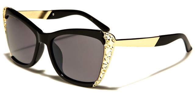 VG Vintage Cat eye Sunglasses for women Black Gold Metal Dark Smoke Lens VG vg29159a