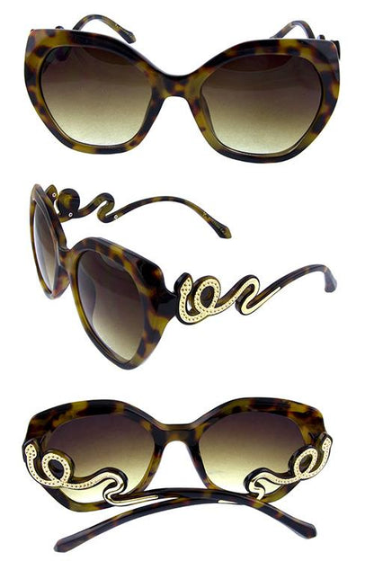 VG Oversized Butterfly Snake Sunglasses for women Tortoise Brown Gold Brown Gradient Lens VG vg29369e