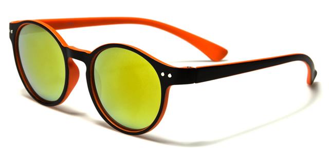 women's Round Retro Mirror Sunglasses Black Orange Orange Mirror Lens Unbranded w-1770c