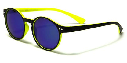 women's Round Retro Mirror Sunglasses Black Yellow Blue & Green Mirror Lens Unbranded w-1770d