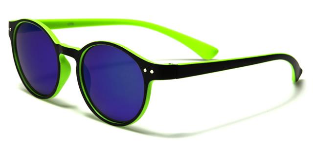 women's Round Retro Mirror Sunglasses Black Green Green & Blue Mirror Lens Unbranded w-1770e