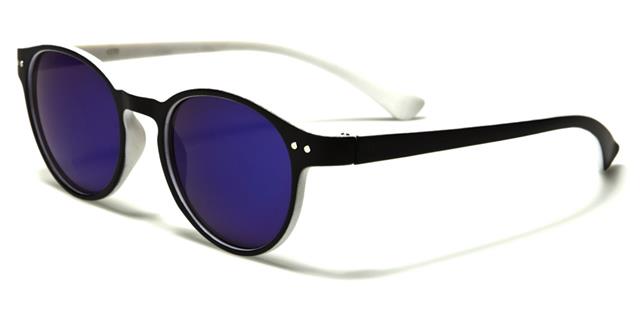 women's Round Retro Mirror Sunglasses Black White Blue Mirror Lens Unbranded w-1770h