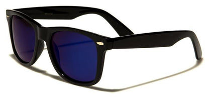 Designer Polarized Unisex Retro Classic Square Sunglasses BLACK BLUE MIRROR LENS Unbranded wf01pzf