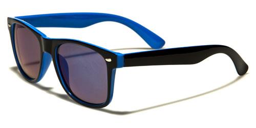 Designer Two Tone Classic Sunglasses Unisex BLACK BLUE SMOKE LENS Retro Optix wf04-2tg