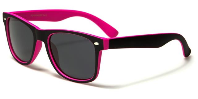 Designer Polarized Unisex Retro Classic Square Sunglasses BLACK & HOT PINK SMOKE LENS Unbranded wf04-2tst-pzg