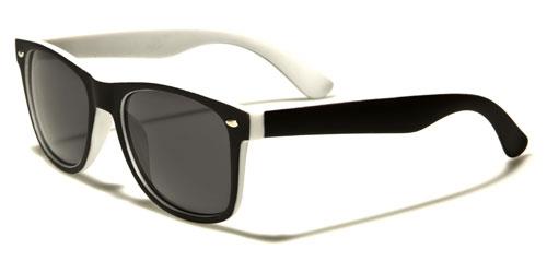 Designer Two Tone Classic Sunglasses Unisex BLACK WHITE SMOKE LENS Retro Optix wf04-2tsta