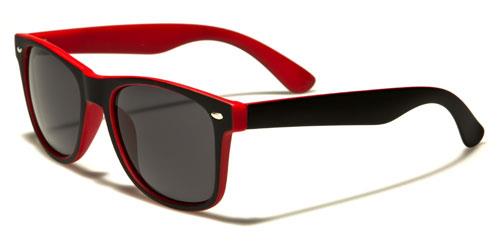 Designer Two Tone Classic Sunglasses Unisex BLACK RED SMOKE LENS Retro Optix wf04-2tstb