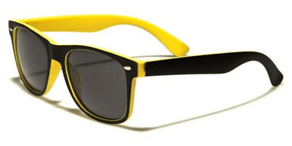 Designer Two Tone Classic Sunglasses Unisex BLACK YELLOW SMOKE LENS Retro Optix wf04-2tste
