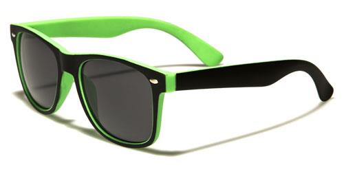 Designer Two Tone Classic Sunglasses Unisex BLACK GREEN SMOKE LENS Retro Optix wf04-2tstf
