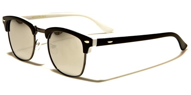 Designer Unisex Classic Mirror Sunglasses for Men and Women Black & White/Silver Mirror Lens Retro Optix wf13-2trva