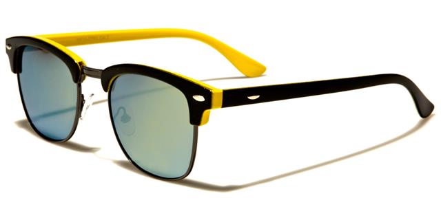 Designer Unisex Classic Mirror Sunglasses for Men and Women Black & Yellow/Yellow & Green Mirror Lens Retro Optix wf13-2trvd