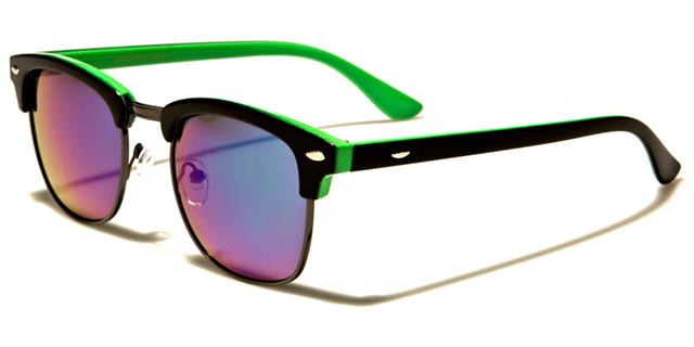 Designer Unisex Classic Mirror Sunglasses for Men and Women Black & Green/Blue & Green Mirror Lens Retro Optix wf13-2trve