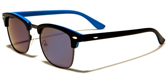 Designer Unisex Classic Mirror Sunglasses for Men and Women Black & Blue/Blue Mirror Lens Retro Optix wf13-2trvf
