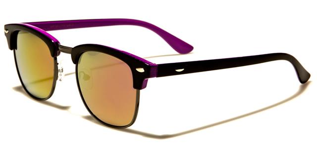 Designer Unisex Classic Mirror Sunglasses for Men and Women Black & Purple/Purple & Orange Mirror Lens Retro Optix wf13-2trvg