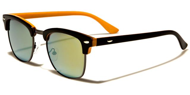 Designer Unisex Classic Mirror Sunglasses for Men and Women Black & Orange/Yellow Mirror Lens Retro Optix wf13-2trvh