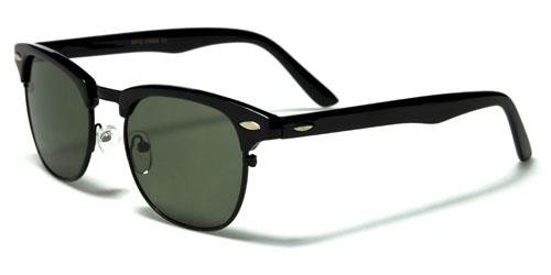 Retro Half Frame Classic Sunglasses with Glass Lens Black/Black/Green Smoke Lens Unbranded wf13gla