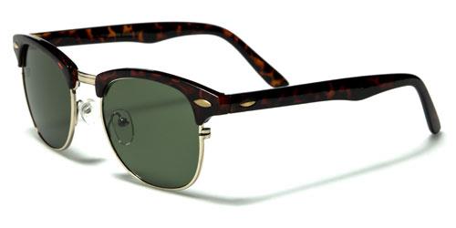 Retro Half Frame Classic Sunglasses with Glass Lens Gold/Tortoise Brown/Green Smoke Lens Unbranded wf13glc
